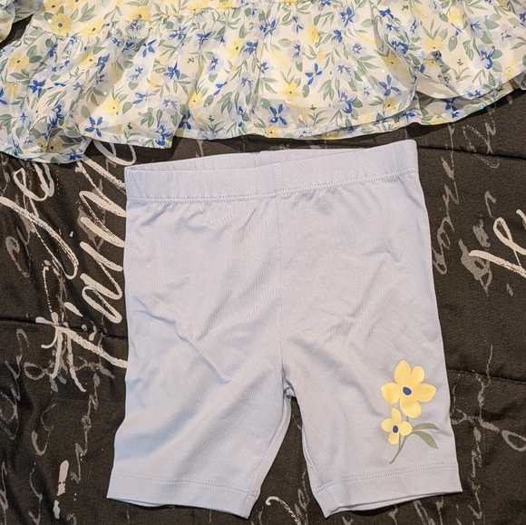 Little Lass Floral Two-Piece Set Dress/Scrunchie with L/Blue Shorts 3T - Picture 4 of 8